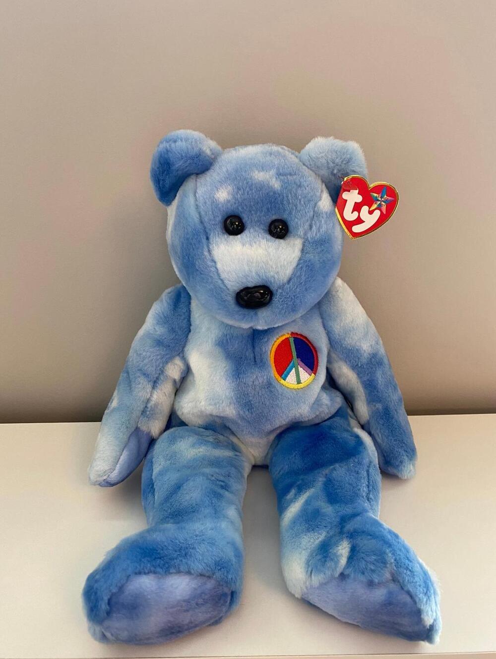 Ty Beanie Buddy “Peace” the Blue Bear *Rare* (14 inch)